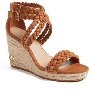 NWB 🏷 TORY BURCH Brown Cuoio Ankle-Strap Wedge